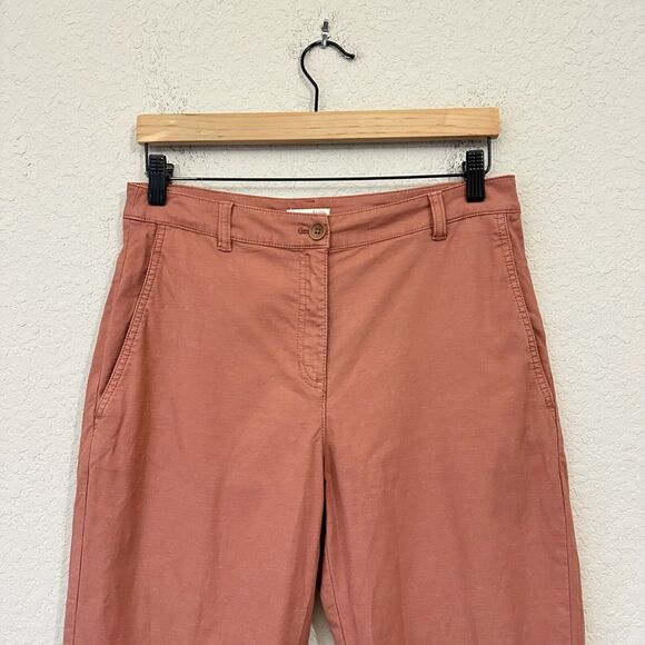 EILEEN FISHER Cotton Hemp Stretch Straight Pants Chino Washed Red - Picture 2 of 12